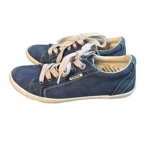 Taos Shoes Womens 7 Star Comfort Sneakers Flats STA-12844 Blue Canvas Lace Up